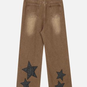 embroidery star jeans chic & youthful urban appeal 2843
