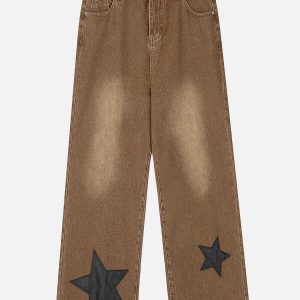 embroidery star jeans chic & youthful urban appeal 3791