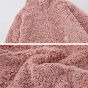 embroidery star sherpa coat   chic & youthful flair 1031