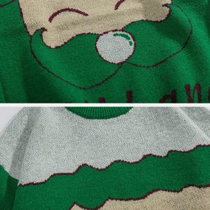 festive santa claus embroidered sweater   chic holiday wear 7074