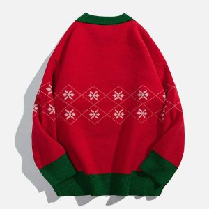 festive santa claus polo sweater   chic holiday streetwear 5275