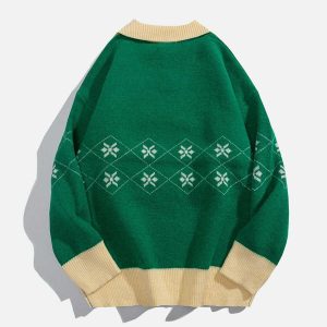 festive santa claus polo sweater   chic holiday streetwear 6748