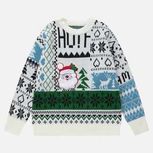 festive santa print sweater   chic & youthful holiday style 1780
