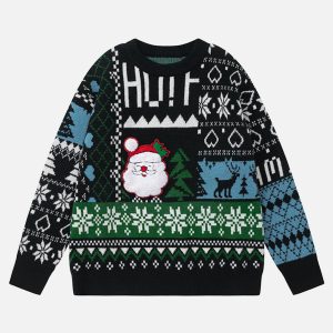 festive santa print sweater   chic & youthful holiday style 5630