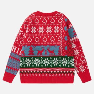festive santa print sweater   chic & youthful holiday style 8639