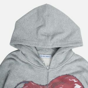 flame apple print hoodie edgy streetwear essential 3389