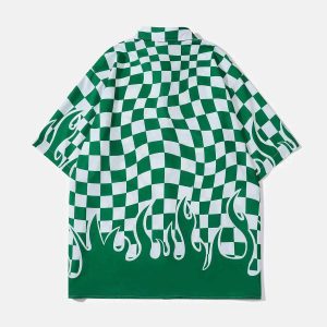 flame checkerboard shirt short sleeve urban icon 5322