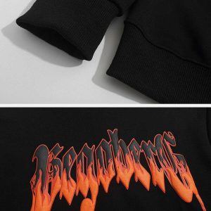 flame lettered foam hoodie dynamic & youthful streetwear 3809