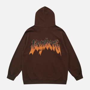 flame lettered foam hoodie dynamic & youthful streetwear 8701