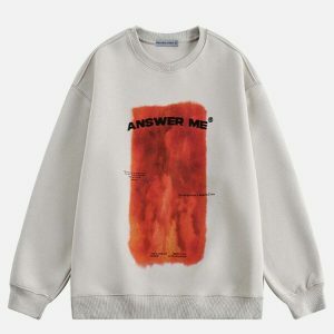 flame print sweatshirt   youthful & bold urban appeal 5014