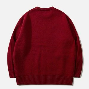 flocked cat sweater retro chic & edgy streetwear 6749