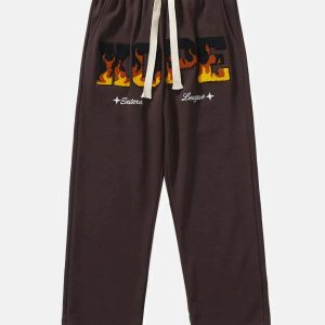 flocked flaming letters sweatpants dynamic urban appeal 1987