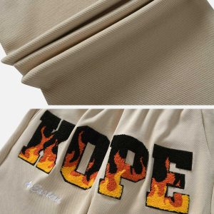 flocked flaming letters sweatpants dynamic urban appeal 3873