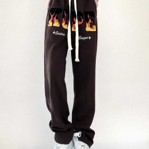 flocked flaming letters sweatpants dynamic urban appeal 3884