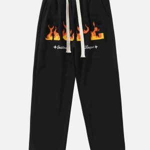 flocked flaming letters sweatpants dynamic urban appeal 6140