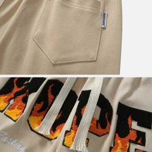 flocked flaming letters sweatpants dynamic urban appeal 6856