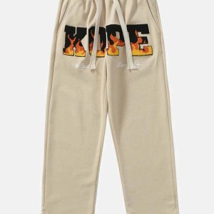 flocked flaming letters sweatpants dynamic urban appeal 8483