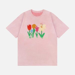 floral embroidered suede tee   youthful & crafted design 3963