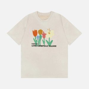 floral embroidered suede tee   youthful & crafted design 8902