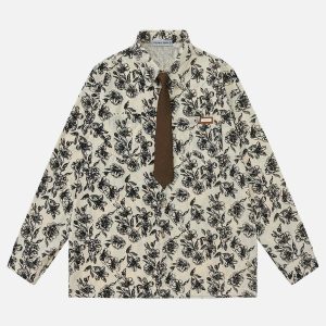 floral long sleeve shirt   chic & youthful trendsetter 6904