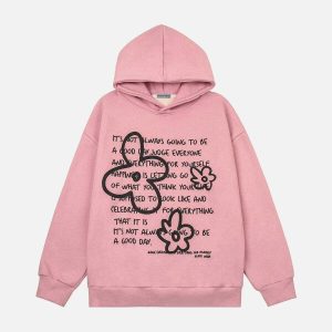 flower letter print hoodie retro chic & vibrant 7379