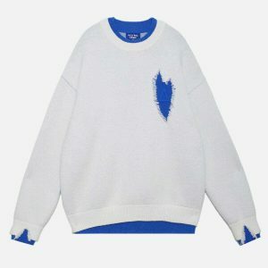 fringe heart sweater edgy & vibrant streetwear 8629
