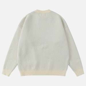 fringe letter jacquard sweater urban chic & trendy 2187
