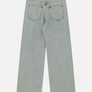 fringe metal buckle jeans edgy & retro streetwear 7680