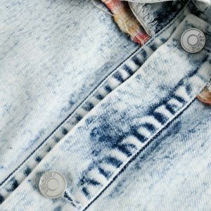 fringe patchwork denim jacket edgy & retro streetwear 4705