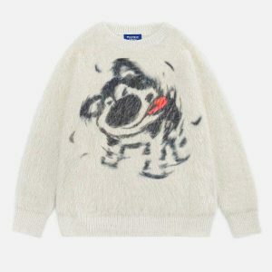 fuzzy dog sweater   edgy & retro streetwear 6862
