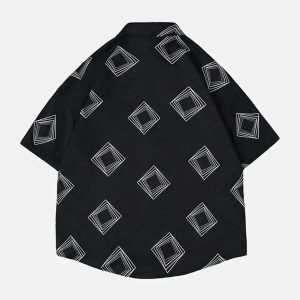 geometric print shirt short sleeve youthful & trendy 2324