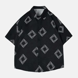 geometric print shirt short sleeve youthful & trendy 7323