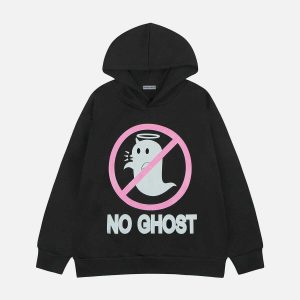 ghost print hoodie   edgy streetwear essential 1807