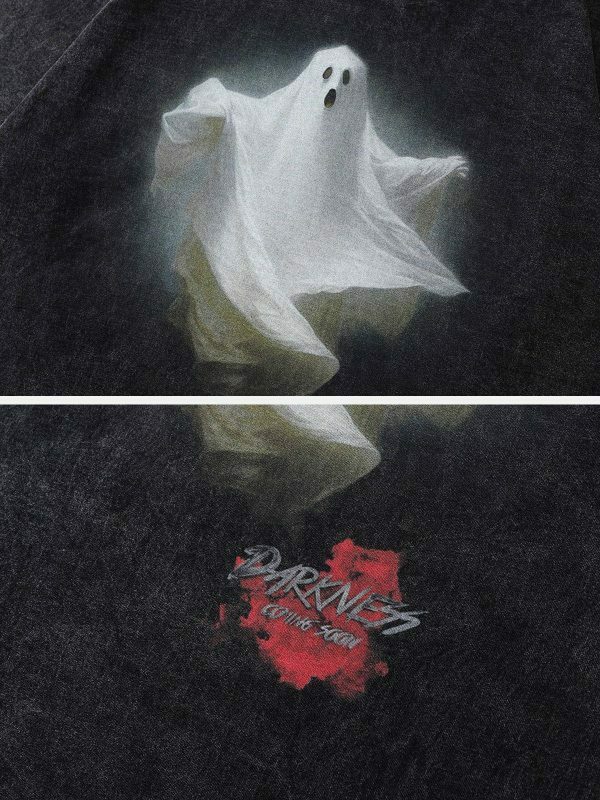 ghost print washed sweatshirt edgy streetwear essential 3085