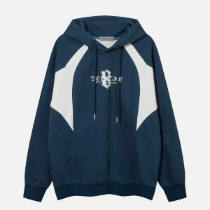 gothic letter color block hoodie edgy streetwear 1349