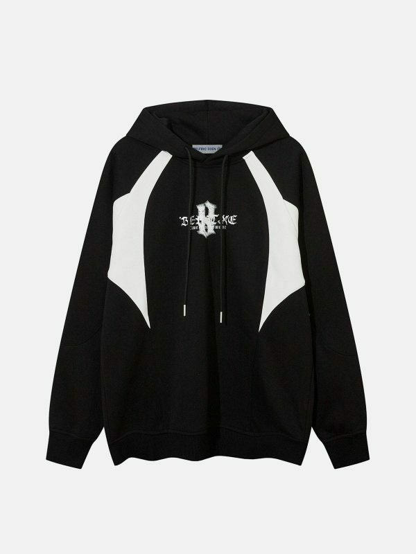 gothic letter color block hoodie edgy streetwear 7296