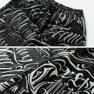 gothic letter print shorts edgy & trending 3863