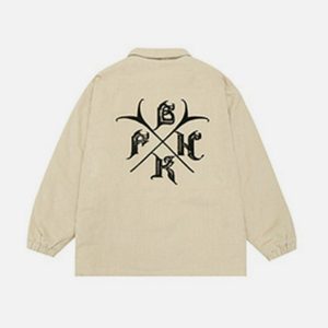 gothic monogram corduroy coat embroidered & luxurious 4077