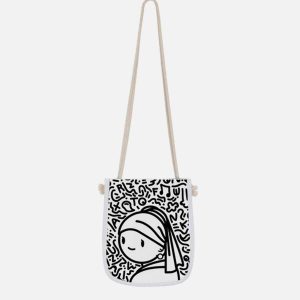 graffiti girl print crossbody bag   edgy urban fashion accessory 8964
