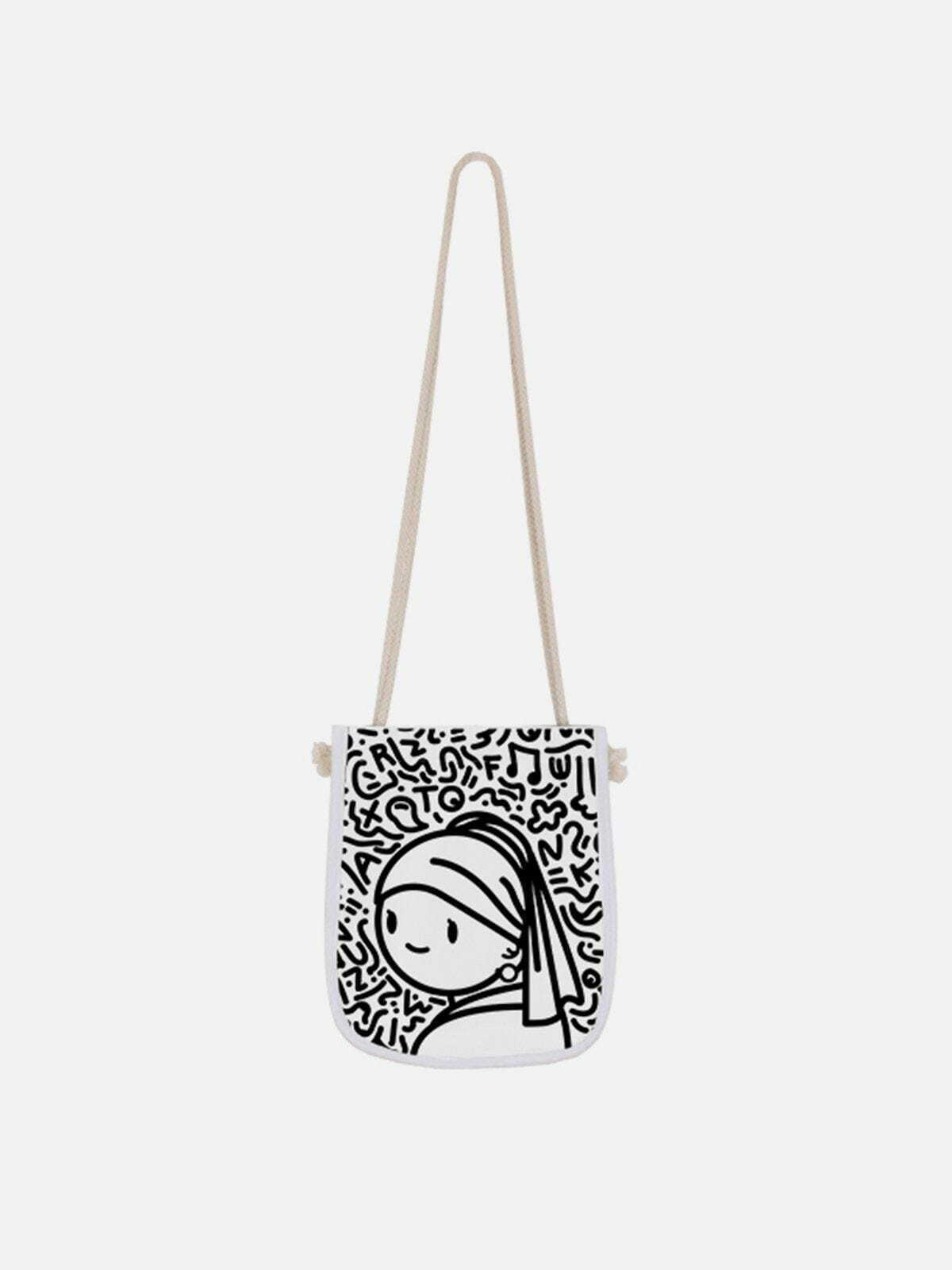 graffiti girl print crossbody bag   edgy urban fashion accessory 8964