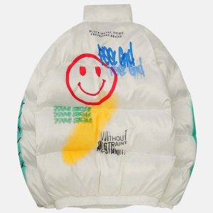 graffiti jacket padded print youthful urban statement 3351
