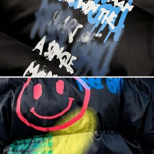 graffiti jacket padded print youthful urban statement 6897
