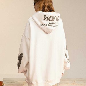 graffiti print hoodie youthful & edgy streetwear icon 6007