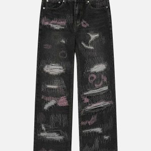 graffiti ripped jeans urban edge & youthful style 3293