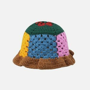 handmade crochet bucket hat   chic open knit design 6179