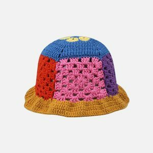 handmade crochet bucket hat   chic open knit design 6265