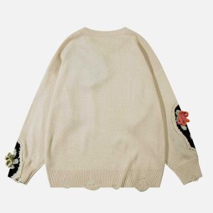handmade crochet sweater floral design youthful chic 2126