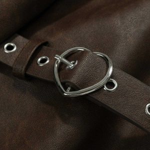 heart belt faux leather jacket edgy & chic streetwear 1155