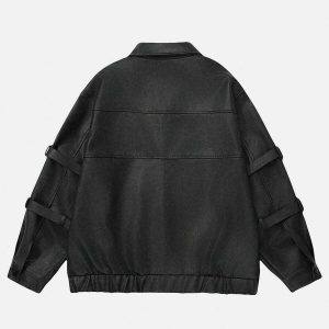 heart belt faux leather jacket edgy & chic streetwear 3923