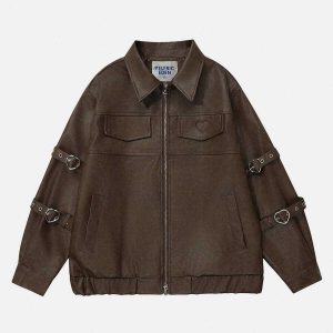 heart belt faux leather jacket edgy & chic streetwear 5952